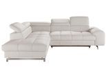 Ecksofa COTTA "Chef L-Form", weiß (altweiß), Sofas, B/H/T: 257cm x 72cm x 206cm, Leder PAMPAS, Ottomane links,mit Kopfteilverstellung,mit Bettfunktion, Luxus-Microfaser (100% Polyester);Kunstleder Softlux;Leder Advantage (abgedecktes Spalt-Rindsleder), Rückseite mit schwarzem Spannstoff bezogen;NaturLEDER (echtes Rindsleder), Rückseite mit schwarzem Spannstoff bezogen, Ecksofa, mit Kopfteilverstel