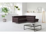 Ecksofa COTTA "Sammy L-Form", braun, B:239cm H:74cm T:207cm, Microfaser Primabelle (100% Polyester);Die Rückseite und die Liegefläche der Bettfunktion in NaturLEDER ist mit schwarzem Spannstoff bezogen, Sofas, Ecksofa, mit Kopfteilverstellung, wahlweise mit Schlaffunktion & Bettkasten