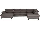 Wohnlandschaft HOME AFFAIRE "Pilot U-Form", braun (cacao), B:331cm T:108cm, Sofas, Wohnlandschaft, mit Kopfteilverstellung, wahlweise mit Schlaffunktion & Bettkasten