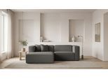 Ecksofa OTTO HOME "Tammie", grau (gray), B:222cm H:73cm T:154cm, 100% Polyester, Sofas, Ecksofa, Breite 222 cm, Webstoff fein, bodentief, mit Wellenunterfederung