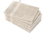 Waschhandschuh DYCKHOFF "Planet", beige (sand), B:16cm L:21cm, Walkfrottier, Waschlappen, 450 g/m², aus reiner Baumwolle, trocknergeeignet