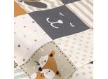 Bio-Baumwollstoff "Tiere Patchwork", grau-color