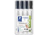 STAEDTLER Whiteboardmarker Set Lumocolor® 351, 4er Set, schwarz