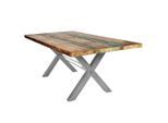 Mid.you , Mehrfarbig, Silberfarben , Holz, Metall , Altholz , massiv , rechteckig , 100x76.5x220 cm ,