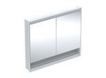 Geberit One Spiegelschrank 505824002 105 x 90 x 15 cm, weiß/Aluminium pulverbeschichtet, mit Nische und ComfortLight, 2 Türen