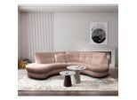 Livetastic , Rosa , Textil , Füllung: Polyester , Rundform, L-Form , 300x113 cm , Made in EU , Fußauswahl, Lederauswahl, Stoffauswahl, Hocker erhältlich, Rücken echt ,