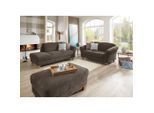 Sit & More , Dunkelbraun , Textil , Buche , 194x84x91 cm , Goldenes M, Oeko-Tex® Standard 100, Made in Europe, DGM-Klimapakt , Rücken echt, Armteil rechts ,