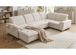 Wohnlandschaft OTTO HOME "Egedal 352 x 214 cm, auch mit Schlaffunktion & Bettkasten, Holzfüße", creme, B:352cm H:81cm T:214cm, 100% Polyester, Sofas, Wohnlandschaft, Kopfteile verstellbar, U-Form, aus pflegeleichtem Lu x us-Microfaser