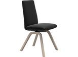 Polsterstuhl STRESSLESS "Laurel", schwarz (schwarz paloma, eiche gekalkt), B:49cm H:92cm T:59cm, Leder PALOMA: PALOMA ist ein durchgefärbtes Semianilin-Möbelleder mit natürlicher Narbung., Stühle, Polsterstuhl, Low Back, Größe M, mit schräggestellten Beinen in Eiche gekalkt