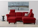 Ecksofa SIT & MORE "Mellum L-Form", rot (bordeaux), B:253cm H:87cm T:212cm, 100% Polyester, Sofas, Ecksofa, Federkern, wahlweise mit Schlaffunktion, Stauraum und Armteilfunktion