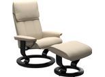 Relaxsessel STRESSLESS "Admiral", beige (cream batick), B:78cm H:98cm T:73cm, Leder BATICK: BATICK ist ein leicht korrigiertes, durchgefärbtes und genarbtes Möbelleder, bei dem die meisten Unebenheiten und Spuren in der Regel entfernt wurden., Sessel, Relaxsessel, mit Classic Base, Größe M & L, Gestell Schwarz