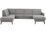 Wohnlandschaft DIE PLANBAR "PP-PF25099, U-Form, Breite 307cm", grau (asina grau), B:307cm H:88cm T:190cm, 94% Polyester, 6% Nylon, Sofas, Wohnlandschaft, Wahlweise mit Kopfstützen, Stauraum und motorischer Vorziehbank