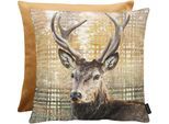 Dekokissen APELT "5886" Gr. 1, braun (braun, bedruckt), B:46cm L:46cm, Obermaterial: 70% Polyester, 30% Baumwolle, Dekokissen_Sitzkissen_Kissenhüllen, Dekokissen, Topseller
