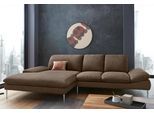 Ecksofa W.SCHILLIG "enjoy&MORE, Designsofa, elegant und bequem, L-Form", braun (mocca s37), B:310cm H:87cm T:185cm, Chenille-Flachgewebe R66 (85% Polyester, 15% Nylon);Longlife Xtra-Leder Z59: Glattleder mit modischer Prägung. Hautstärke 0, 9 - 1, 1 mm;Stoff S37 (100% Polyester), Sofas, Ecksofa, mit Sitztiefenverstellung, Füße Chrom glänzend, Breite 310 cm