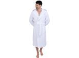 Unisex-Bademantel WEWO FASHION "3004, ideal für Sauna & Spa, Hotelbademantel, Morgenmantel" Gr. 58, weiß, L:125cm, Frottier, Hausmäntel, Unisex-Bademantel, klassisch elegant