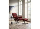 Relaxsessel STRESSLESS "Mayfair", rot (rot dinamica), B:83cm H:102cm T:74cm, Microfaser DINAMICA (88% Polyester, 12% Polyurethan), Sessel, Relaxsessel, mit Cross Base, Größe S, M & L, Holzakzent Braun