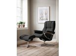 Relaxsessel STRESSLESS "Mayfair", schwarz (schwarz paloma), B:83cm H:102cm T:74cm, Leder PALOMA: PALOMA ist ein durchgefärbtes Semianilin-Möbelleder mit natürlicher Narbung., Sessel, Relaxsessel, mit Hocker, mit Cross Base, Größe S, M & L, Holzakzent Schwarz