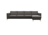 Ecksofa FLEXLUX "Fiore, super Sitzkomfort durch Kaltschaum im Sitz, L-Form", grau (warm mineral), B:295cm H:85cm T:159cm, Sofas, Ecksofa, breite Armlehnen, Füße Alu+ Eiche
