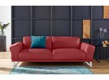 2,5-Sitzer W.SCHILLIG "montanaa", rot (ruby rot z59), B:232cm H:78cm T:94cm, Sofas, 2 5-Sitzer, mit Metallkufen in Chrom glänzend, Breite 232 cm