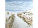 Leinwandbild GILDE "Gemälde Dünen-Idylle", blau (farbe bild(er): blau), B:100cm H:100cm T:3cm, Leinwand, Bilder, Leinwandbild