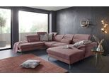 Wohnlandschaft SIT & MORE "Percy U-Form", lila (flieder), B:343cm T:235cm, Sofas, Wohnlandschaft, 15 cm Fußhöhe, Sitztiefenverstellung, wahlweise in 2 Fußfarben