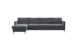 Ecksofa FLEXLUX "Fiore, super Sitzkomfort durch Kaltschaum im Sitz, L-Form", grau (soft grau), B:280cm H:85cm T:159cm, 100% Polyester, Sofas, Ecksofa, schmale Armlehnen, Füße Alu+ Eiche