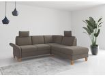 Ecksofa OTTO HOME "Rochelle, L-Form", braun (schlamm), B:240cm H:90cm T:216cm, 100% Polyester, Sofas, Ecksofa, wahlweise mit Armteilverstellung, Schlaffunktion und Bettkasten