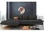 Ecksofa W.SCHILLIG "enjoy&MORE, Designsofa, bequem, elegant und zeitlos, L-Form", grau (anthrazit r66), B:340cm H:87cm T:185cm, Chenille-Flachgewebe R66 (85% Polyester, 15% Nylon);Longlife Xtra-Leder Z59: Glattleder mit modischer Prägung. Hautstärke 0, 9 - 1, 1 mm;Stoff S37 (100% Polyester), Sofas, Ecksofa, Sitztiefenverstellung, Füße bronze pulverbeschichtet, Breite 340 cm