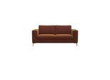2-Sitzer FLEXLUX "Fiore Designsofa, bequem und komfortabel durch hochwertigen Sitzaufbau", braun (cognac), B:164cm H:85cm T:92cm, 100% Polyester, Sofas, 2-Sitzer, breite Armlehnen, Kaltschaum, Füße Alu+ Eiche