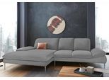 Ecksofa W.SCHILLIG "enjoy&MORE, Designsofa, elegant und bequem, L-Form", grau (dolphin r66), B:310cm H:87cm T:185cm, Chenille-Flachgewebe R66 (85% Polyester, 15% Nylon);Longlife Xtra-Leder Z59: Glattleder mit modischer Prägung. Hautstärke 0, 9 - 1, 1 mm;Stoff S37 (100% Polyester), Sofas, Ecksofa, mit Sitztiefenverstellung, Füße Chrom glänzend, Breite 310 cm