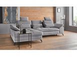Ecksofa OTTO HOME "Costello L-Form, B: 301 cm mit Sitztiefen-, Armteilverstellung &", grau, B:301cm H:89cm T:176cm, 100% Polyester;Samtoptik (100% Polyester), Sofas, Ecksofa, 3 Nierenkissen, optional Schlaffunktion & Bettkasten
