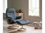 Relaxsessel STRESSLESS "Sunrise", blau (atlantic blau batick), B:83cm H:105cm T:74cm, Leder BATICK: BATICK ist ein leicht korrigiertes, durchgefärbtes und genarbtes Möbelleder, bei dem die meisten Unebenheiten und Spuren in der Regel entfernt wurden.;Leder PALOMA: PALOMA ist ein durchgefärbtes Semianilin-Möbelleder mit natürlicher Narbung.;ROHLEDER Stoff Q2 FARON: Ein fester zuverlässiger Bouclé m