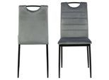 Esszimmerstuhl ACTONA GROUP "Dia", grau (dunkelgrau), B:43,5cm H:91,5cm T:53cm, 100% Polyester und Metall, Stühle, Esszimmerstuhl, Esszimmerstuhl Dia (Set, 4 St) in grau Samtvelours, mit Handgriff