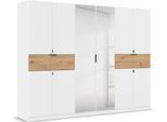 Drehtürenschrank RAUCH "Kleiderschrank Schrank Garderobe Wäscheschrank TICAO", weiß (alpinweiß, eiche artisan), B:271cm H:210cm T:54cm, Holzwerkstoff, Schränke, Drehtürenschrank, mit 2 geräumigen Schubladen, viel Stauraum MADE IN GERMANY