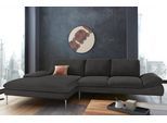 Ecksofa W.SCHILLIG "enjoy&MORE, Designsofa, bequem, zeitlos und elegant, L-Form", grau (anthrazit r66), B:340cm H:87cm T:185cm, Chenille-Flachgewebe R66 (85% Polyester, 15% Nylon);Longlife Xtra-Leder Z59: Glattleder mit modischer Prägung. Hautstärke 0, 9 - 1, 1 mm;Stoff S37 (100% Polyester), Sofas, Ecksofa, mit Sitztiefenverstellung, Füße Chrom glänzend, Breite 340 cm