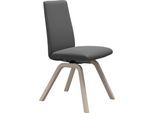 Polsterstuhl STRESSLESS "Laurel", grau (grau batick, eiche gekalkt), B:49cm H:92cm T:59cm, Leder BATICK: BATICK ist ein leicht korrigiertes, durchgefärbtes und genarbtes Möbelleder, bei dem die meisten Unebenheiten und Spuren in der Regel entfernt wurden., Stühle, Polsterstuhl, Low Back, Größe M, mit schräggestellten Beinen in Eiche gekalkt