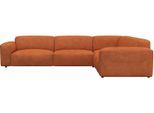 Ecksofa FLEXLUX "Lucera, super bequem durch hochwertigen Sitzaufbau mit Kaltschaum", orange (burned orange), B:319cm H:73cm T:285cm, 85% Polyester/15%Polyamide, Sofas, Ecksofa, modern & anschmiegsam, L-Form, Designsofa