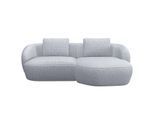 Wohnlandschaft FLEXLUX "Torino, rund, L-Form, Sofa-Ecke mit Recamiere, Longchair-Sofa", grau (sandy shell), B:217cm H:85cm T:146cm, 100% Polyester, Sofas, Wohnlandschaft, Modernes, organisches Sofa-Design, Kaltschaum, Wellenunterfederung