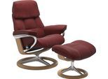 Relaxsessel STRESSLESS "Ruby", rot (cherry paloma), B:76cm H:100cm T:75cm, Leder PALOMA: durchgefärbtes Semianilin-Möbelleder;Leder BATICK: durchgefärbtes und genarbtes Möbelleder, Sessel, Relaxsessel, mit Signature Base, Größe S, Gestell Eiche, Wenge, Braun & Schwarz