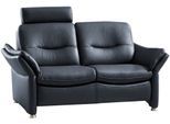 2-Sitzer HUKLA "HU-SF15058 Ledersofa, Breite 164 cm", blau (torro nightblau), B:164cm H:91cm T:92cm, Sofas, 2-Sitzer, hochwertiges Glattleder, optional mit Kopfstütze