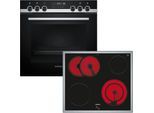 SIEMENS Elektro-Herd-Set "PQ521KB11", Energieeffizienz: A+, grau (edelstahl), Herdsets, Backwagen mit ausziehbarer Tür für bequemes Kochen & Backen, Elektro-Herd-Set