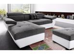 Ecksofa COTTA "Speedway L-Form", weiß, grau, B:265cm H:79cm T:102cm, Edles Flachgewebe ( 100% Polyester ) / Feine Struktur ( 100% Polyester );Kunstleder SOFTLUX / Luxus-Microfaser ( 100% Polyester );Kunstleder SOFTLUX / Struktur ( 100% Polyester ), Sofas, Ecksofa, mit Kopfteilverstellung, wahlweise mit Schlaffunktion & Bettkasten