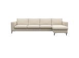 Ecksofa FLEXLUX "Fiore, super Sitzkomfort durch Kaltschaum im Sitz, L-Form", weiß (warm weiß), B:295cm H:85cm T:159cm, Sofas, Ecksofa, breite Armlehnen, Füße Alu+schwarz