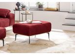 Polsterhocker W.SCHILLIG "run", rot (ruby rot z73), B:75cm H:46cm T:60cm, Longlife Xtra-Leder Z73: Naturwalkleder der Luxusklasse aus den erlesensten Rohhäuten. Hautstärke 1, 1 – 1, 3 mm;ROHLEDER Chenille-Flachgewebe Q2 W77 (68% Polyacryl, 32% Polyester);Stoff S37 (100% Polyester), Hocker, Polsterhocker, mit Holzsockel, Füße in Schwarz pulverbeschichtet, Breite 75 cm