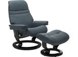 Relaxsessel STRESSLESS "Sunrise", blau (atlantic blau batick), B:88cm H:103cm T:78cm, Leder BATICK: BATICK ist ein leicht korrigiertes, durchgefärbtes und genarbtes Möbelleder, bei dem die meisten Unebenheiten und Spuren in der Regel entfernt wurden.;Leder PALOMA: PALOMA ist ein durchgefärbtes Semianilin-Möbelleder mit natürlicher Narbung.;ROHLEDER Stoff Q2 FARON: Ein fester zuverlässiger Bouclé m