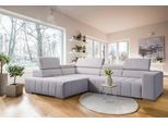 Ecksofa EXXPO - SOFA FASHION "Elianos, hoher Sitzkomfort, aufwendige Kreuzsteppung im Sitz, L-Form", beige, B:307cm H:73cm T:201cm, Sofas, Ecksofa, Kopfteile & Sitztiefe verstellbar, mit Bettfunktion, Cord, beige