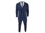 Heren Blauwe Tweed Ruit 3-Piece Pak