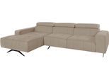 Ecksofa DOMO COLLECTION "Trento L-Form, mit Kufenfuß oder Einzelfuß", grau (taupe), B:287cm H:79cm T:175cm, 92% Polyester, 8% Nylon, Sofas, Ecksofa, whlw. verstellbare Kopfteile, passend für gängige Saugroboter