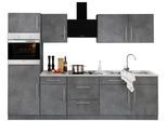 Küchenzeile WIHO KÜCHEN "Cali", küche: grau, korpus: betonfarben, arbeitsplatte: canvas grau, B:280cm T:60cm, Komplettküchen-Sets, Küchenzeile, mit E-Geräten, Breite 280 cm