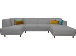 Wohnlandschaft OTTO HOME "Maroon U-Form", grau (hellgrau), B:358cm H:82cm T:192cm, Struktur grob ( 100% POLYPROPYLEN;Struktur fein ( 100% Polyester);Struktur (100% Polyester), Sofas, Wohnlandschaft, in skandinavischem Design, mit losen Kissen